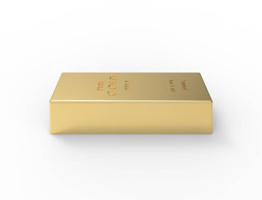 Beyaz stüdyo arka plan izole altın külçe 3d render