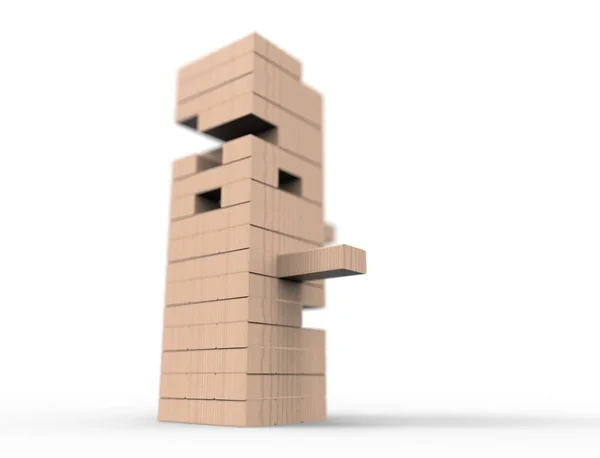 3D rendering di blocchi di legno torre gioco isolato in sfondo bianco . — Foto Stock