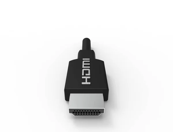 Representación 3D de un cable HDMI negro aislado sobre fondo blanco —  Fotos de Stock
