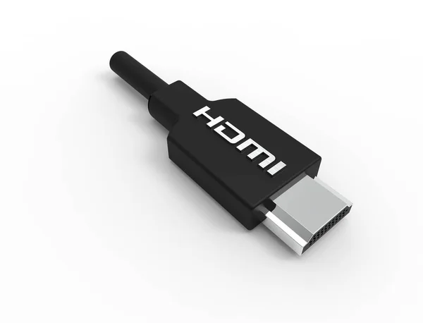 Renderização 3D de um cabo HDMI preto isolado em fundo branco — Fotografia de Stock