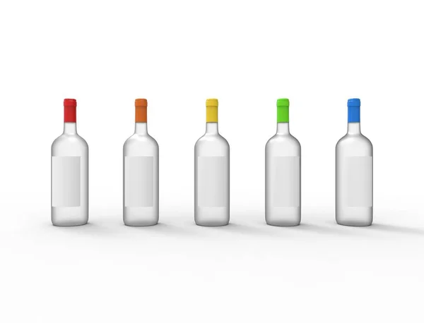 3D рендеринг стеклянной бутылки на белом фоне — стоковое фото