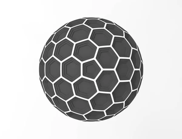 3d rendering of a honeycomb sphere dome isolated in white studio background.