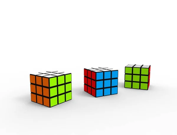 3D-rendering av en pussel kub isolerad i vit Studio bakgrund — Stockfoto
