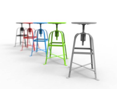 Beyaz arka planda izole dışkı koleksiyonu 3D render