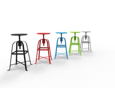 Beyaz arka planda izole dışkı koleksiyonu 3D render