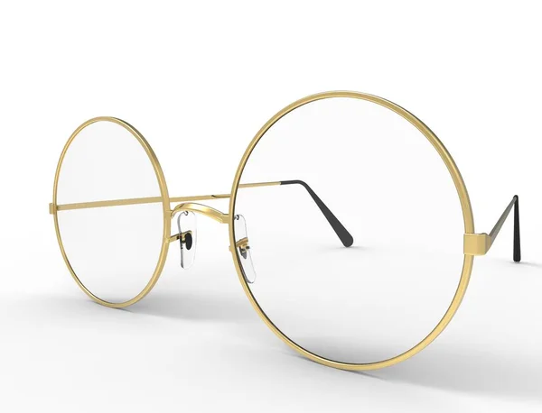 3D renderização de óculos vintage dourados isolados em fundo estúdio branco — Fotografia de Stock