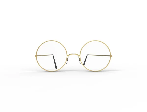 3D візуалізація золотих старовинних окулярів ізольовано на білому фоні студії — стокове фото