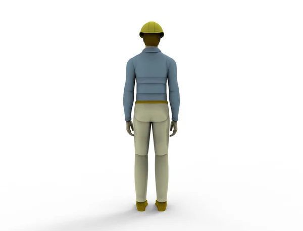 3d rendering of a male doll with a hard hat isolated in white studio background. — Stock Photo, Image