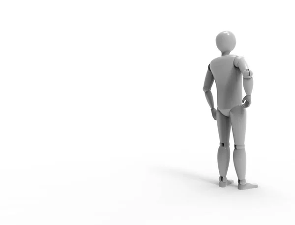 3d rendering of a dummy standing posing is white studio background — Stock Photo, Image