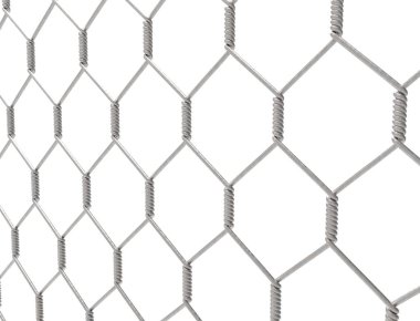 Beyaz arka planda yalıtılmış bir metal çit 3D render.