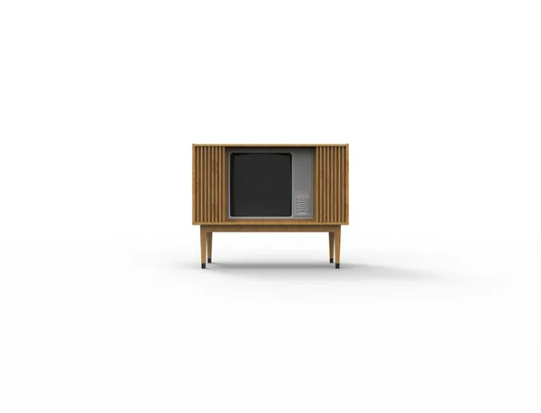 Rendering 3d di un televisore retrò vintage isolato su sfondo bianco . — Foto Stock