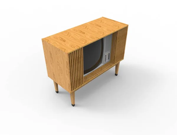 3D-rendering av en vintage retro TV-TV isolerad på vit bakgrund. — Stockfoto