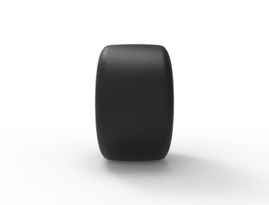 Beyaz stüdyo arka planında izole edilmiş bir yarış arabası lastiğinin 3 boyutlu görüntüsü