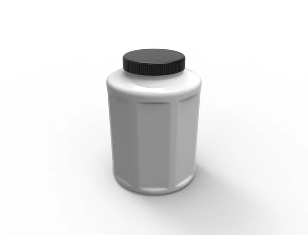 3d weergave van een plastic glazen pot geïsoleerd op witte achtergrond — Stockfoto