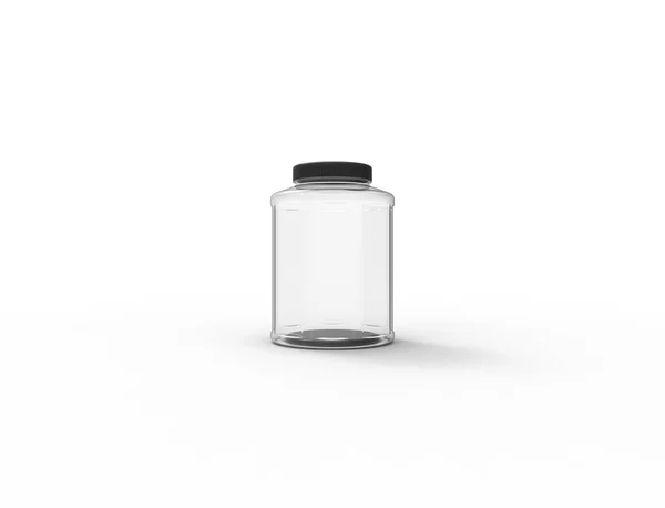 Rendering 3d dari botol kaca plastik terisolasi pada latar belakang putih — Stok Foto