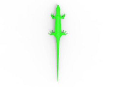 Beyaz stüdyo arka planda izole yeşil bir kertenkele 3d render