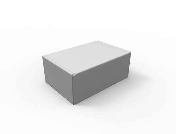 Beyaz arkaplanda izole edilmiş bir karton beyaz kutunun 3d görüntülemesi — Stok fotoğraf