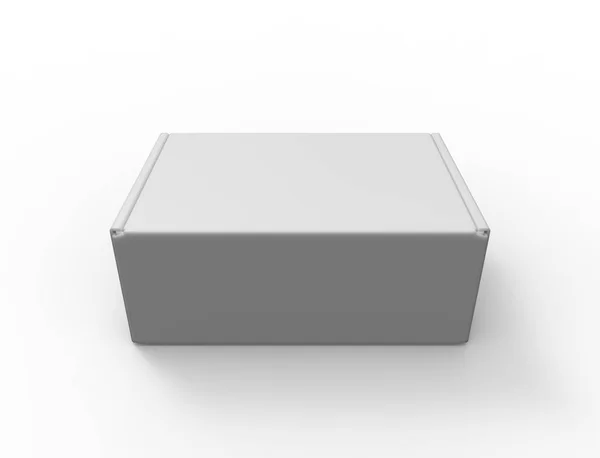 3d rendering of a cardboard white box isolated in white background — 스톡 사진