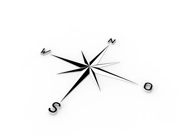 3d rendering of a compass north west south east isolated in white background — Stock Photo, Image