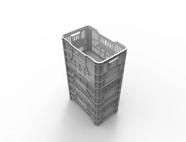 3D-рендеринг пластикового ящика для хранения, изолированного на белом фоне . — стоковое фото