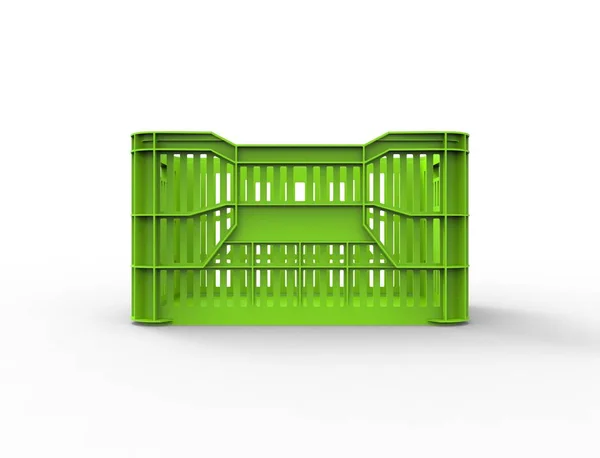 Renderização 3d de uma caixa de armazenamento de plástico empilhável isolada em fundo branco . — Fotografia de Stock