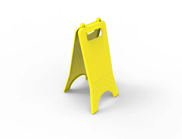 3d renderelés egy üres sárga nedves padló jel elszigetelt fehér háttér — Stock Fotó