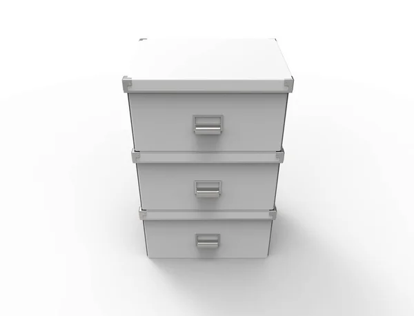 Beyaz arkaplanda izole edilmiş bir depolama kutusunun 3d görüntülenmesi — Stok fotoğraf