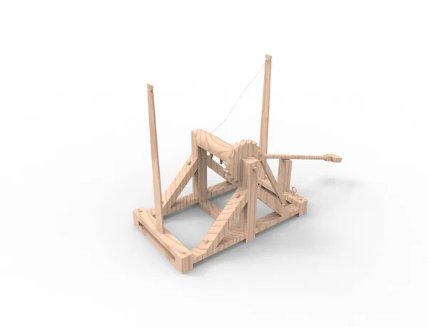 3d renderização de um Leonardo Da Vinci catapulta em fundo branco — Fotografia de Stock