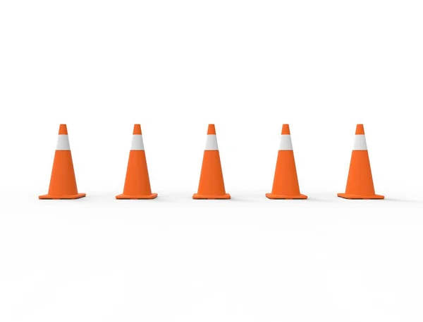 3d renderizado de cono de tráfico aislado en fondo de estudio blanco — Foto de Stock
