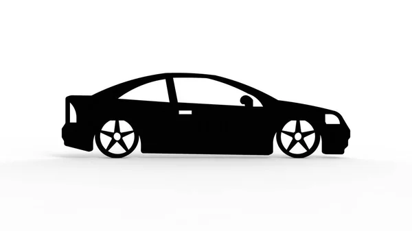 Representación 3d de la silueta de un coche aislado en fondo blanco — Foto de Stock