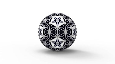 Dekoratif bir kürenin beyaz arkaplanda izole edilmiş 3d görüntülemesi