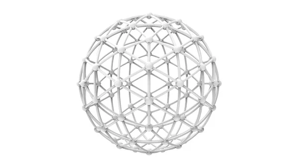 Rendering 3d di un wireframe phere geodetico isolato su sfondo bianco — Foto Stock