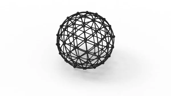 3d renderização de um wireframe esfera geodésica isolada em fundo branco — Fotografia de Stock