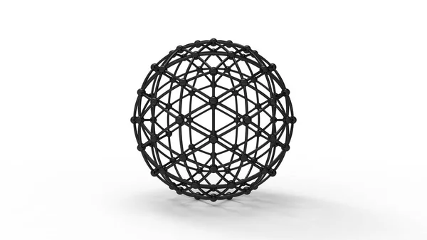 3d renderização de um wireframe esfera geodésica isolada em fundo branco — Fotografia de Stock