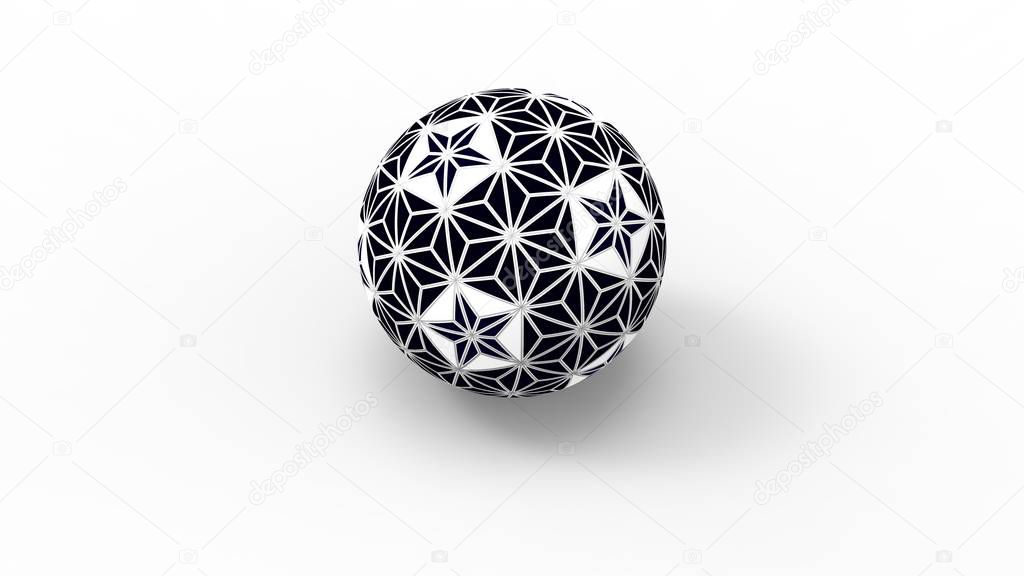 3d rendering of a decorative sphere isolated in white background