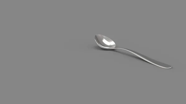 3d rendering of a metal spoon in colored background. — 스톡 사진