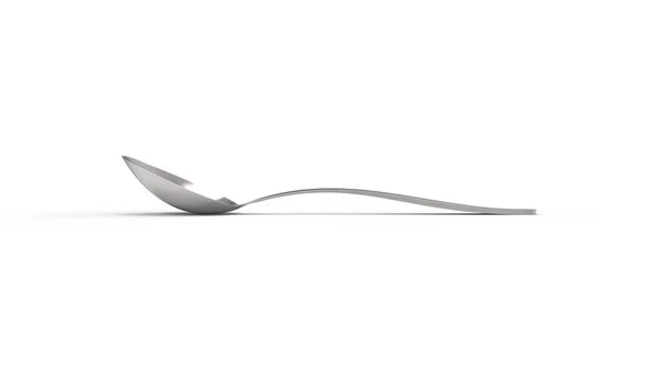3d rendering of a metal spoon in white background. — 스톡 사진