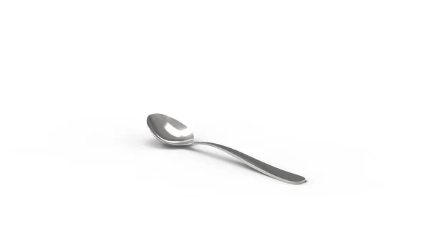 3d rendering of a metal spoon in white background. — Stock Photo, Image