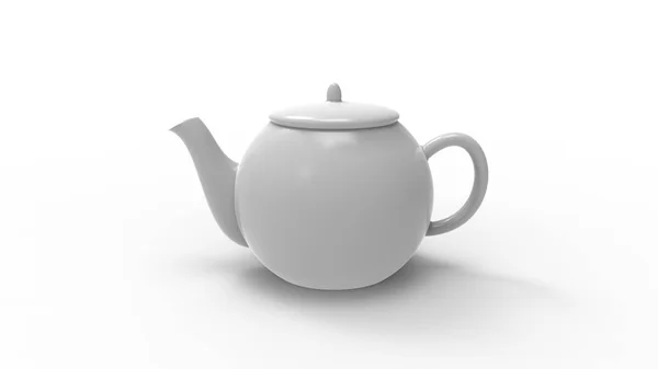 3d rendering of a tea pot isolated in white studio background — Stock Photo, Image