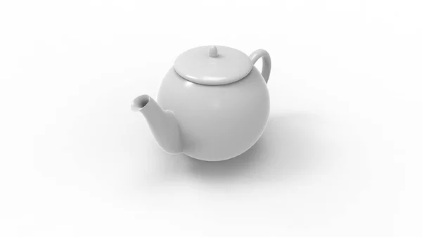 3D-Darstellung einer Teekanne isoliert im weißen Studiohintergrund — Stockfoto