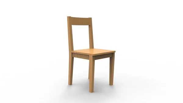 3D vykreslení dřevěné židle izolované v pozadí studia — Stock fotografie