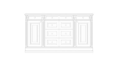 Beyaz arka planda küçük ahşap bir dolabın 3D görüntüsü