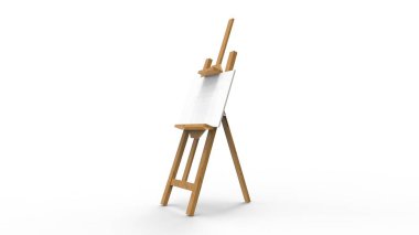 Bir resim sehpasının beyaz arkaplandaki 3d canlandırması