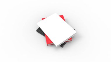 Beyaz stüdyo arka planda izole kitapların 3d render