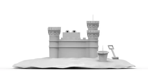 3D renderelés egy homokvárat izolált fehér háttérben — Stock Fotó