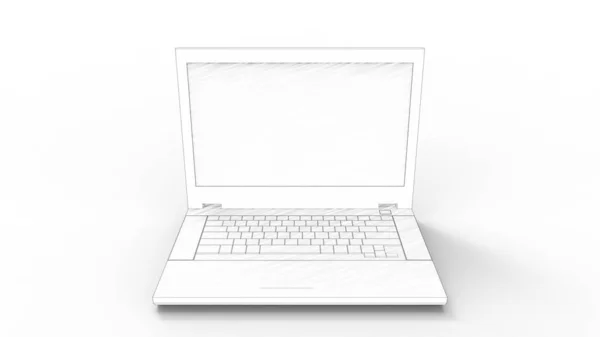 3d renderowanie laptopa izolowane w białym tle — Zdjęcie stockowe
