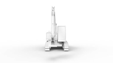 Beyaz stüdyo arka planında izole edilmiş 3 boyutlu bir kazıcı görüntüsü