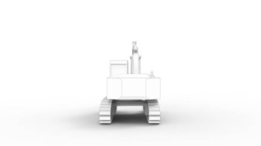 Beyaz stüdyo arka planında izole edilmiş 3 boyutlu bir kazıcı görüntüsü