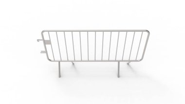 Beyaz arka planda izole edilmiş kalabalık kontrol çitinin 3D görüntülenmesi