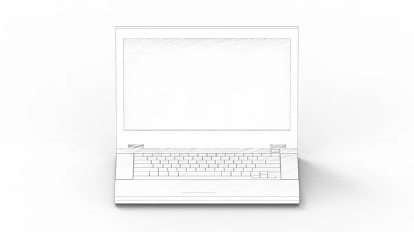 3D візуалізація ноутбука ізольовано на білому тлі — стокове фото